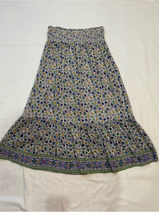 Ava Christine Dresses & Skirts - Ava Christine Maxi Skirt Med Blue Purple Green Floral Smocked Viscose size M